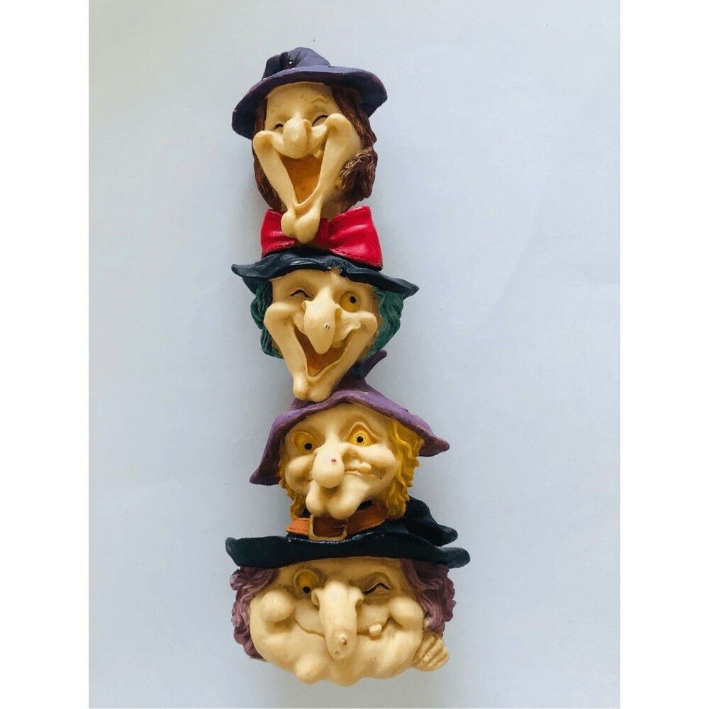 Halloween 4 cartoon witches head resin, 8” x3”